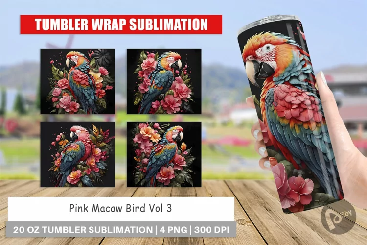 Tumbler Sublimation Wrap Macaw Bird