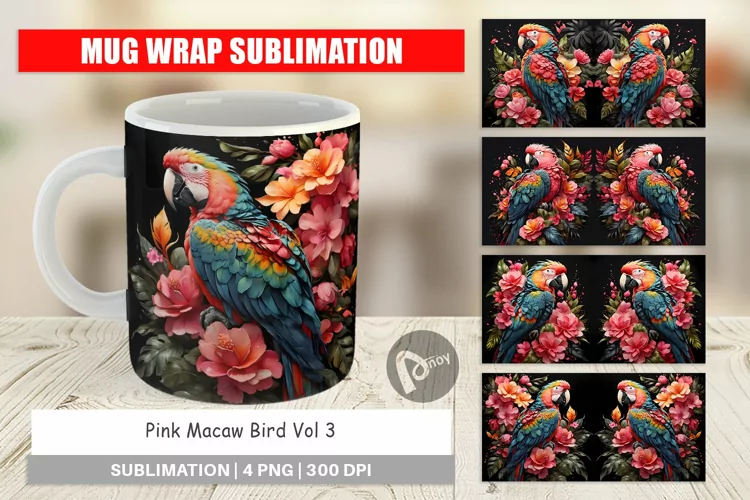 Mug Wrap Design Macaw Bird