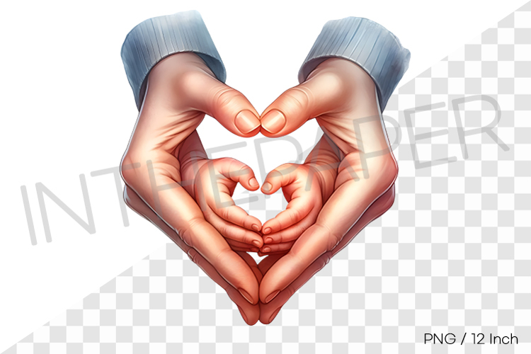 Adult and child hands making a heart shape PNG clipart love