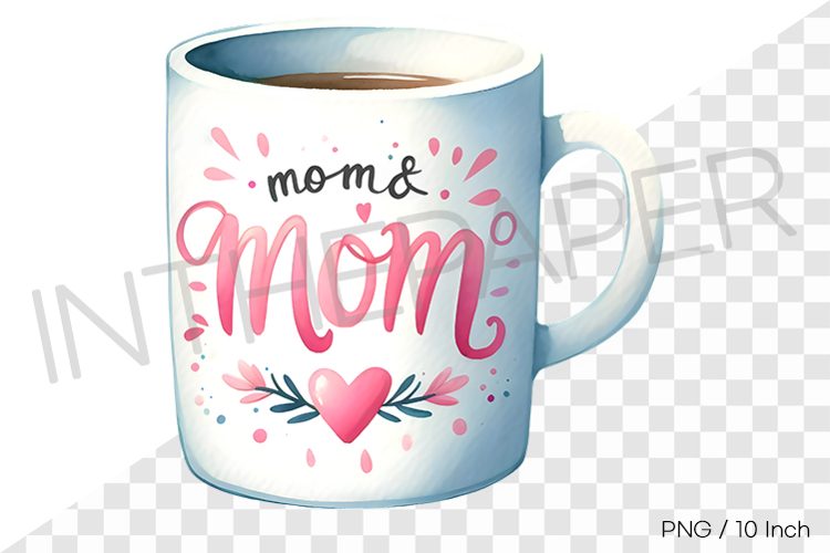 Pink mug with a heart decoration and text PNG clipart cup