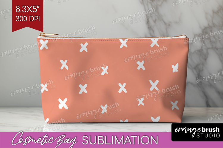 Pink Minimalist Cosmetic Bag - Abstract Modern Makeup Bag