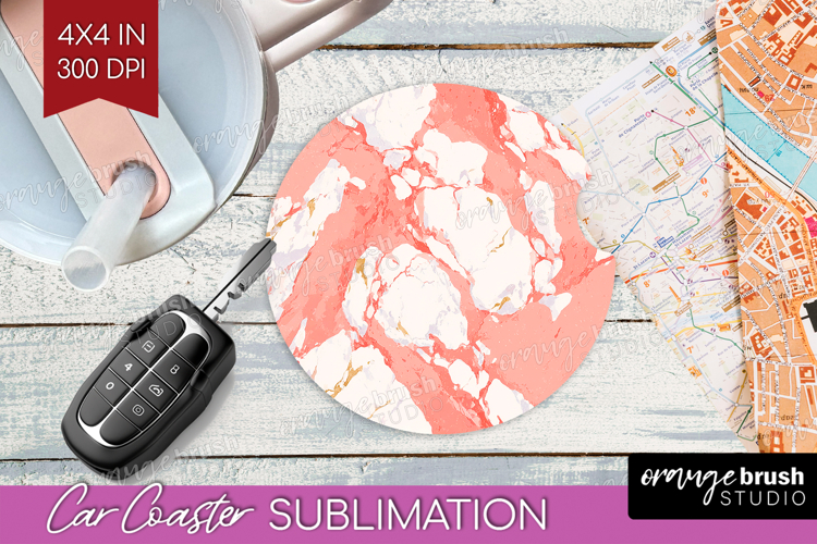 Pink Minimalist Car Coaster - Abstract Modern Coaster PNG