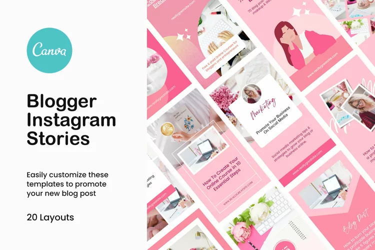 Pink Blogger Instagram Stories Canva