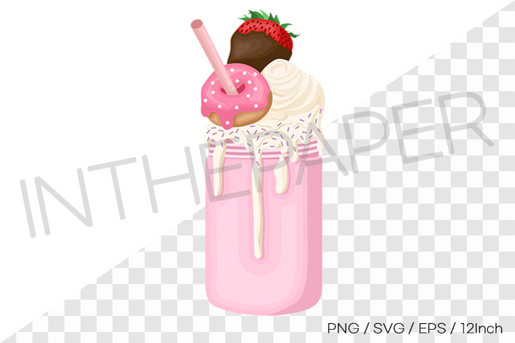 Chocostrawberry pink monster milkshake PNG EPS SVG vector example image 1
