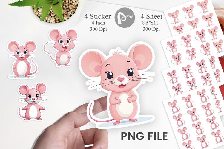Pink Mouse Valentine Sticker