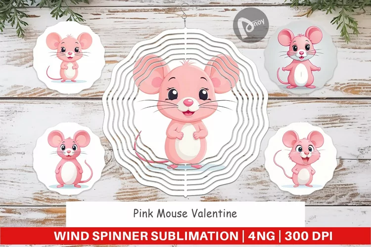 Wind Spinner Pink Mouse Valentine
