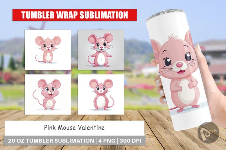 Tumbler Pink Mouse Valentine example image 1