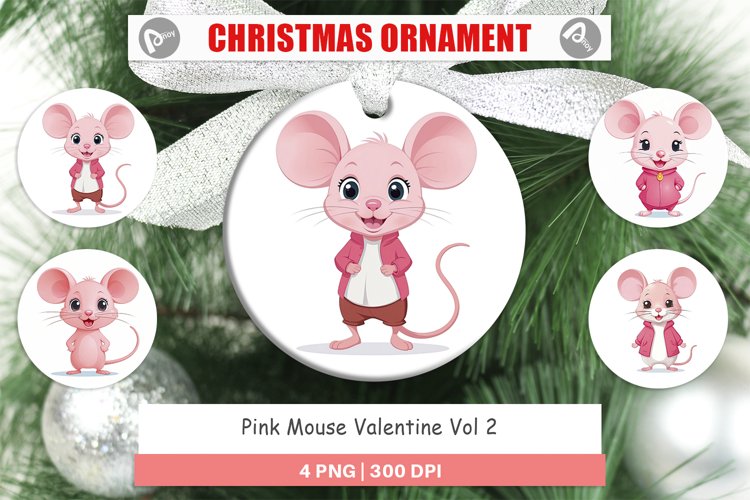 Ornament Pink Mouse Valentine example image 1