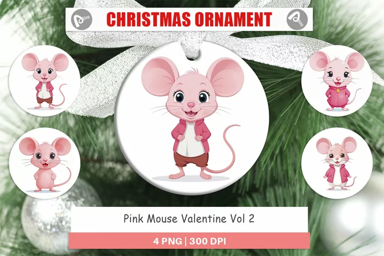 Ornament Pink Mouse Valentine
