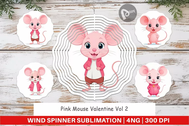 Wind Spinner Pink Mouse Valentine