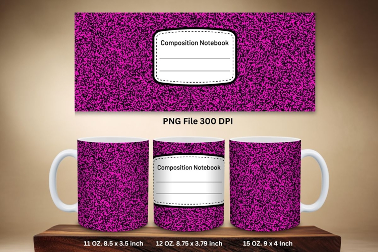 11oz & 15oz Mug Composition Book Design Teacher School Theme