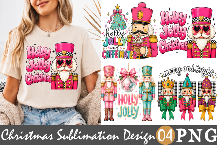 Pink Nutcracker Christmas Sublimation Holly Jolly Holiday