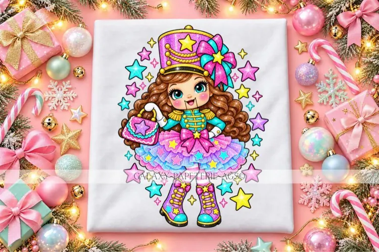 Pink Nutcracker Girl PNG with Tutu, Boots and Bow