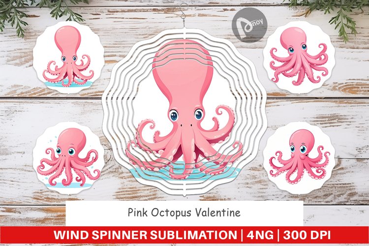 Wind Spinner Pink Octopus Valentine example image 1