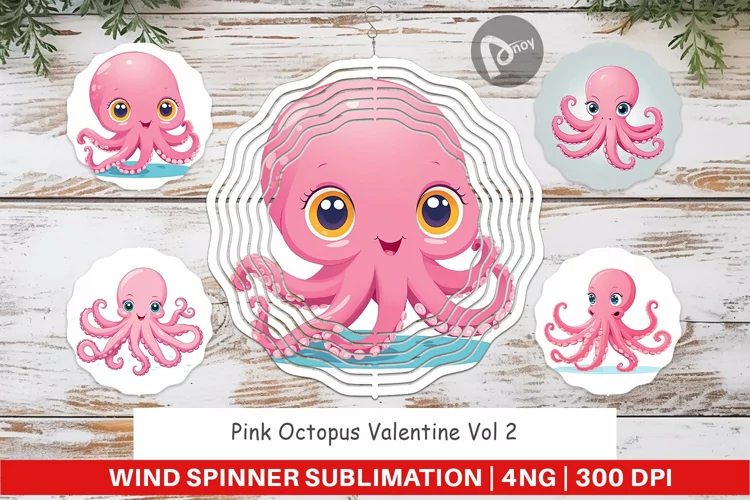 Wind Spinner Pink Octopus Valentine