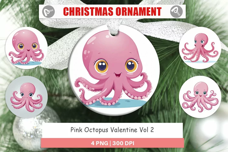 Ornament Pink Octopus Valentine