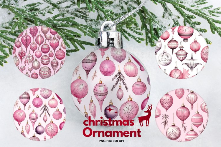 Christmas Ornament Pink Christmas Tree Decorate Sublimation example image 1