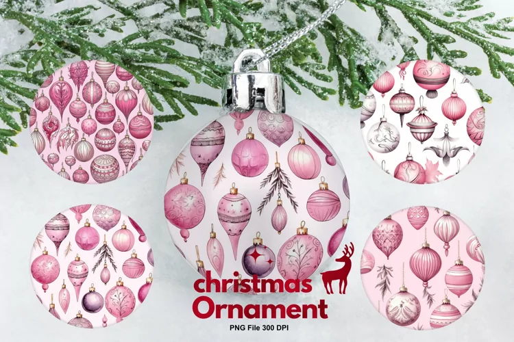 Christmas Ornament Pink Christmas Tree Decorate Sublimation