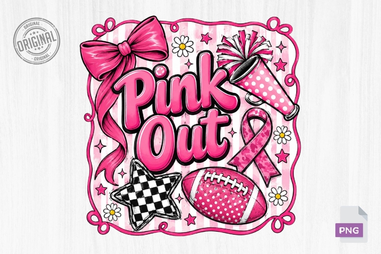 Pink Out Cheer Football Breast Cancer PNG example image 1