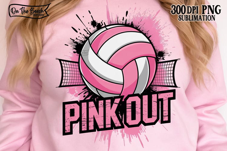 Pink Out Volleyball PNG Breast Cancer Awareness Ribbon DTF