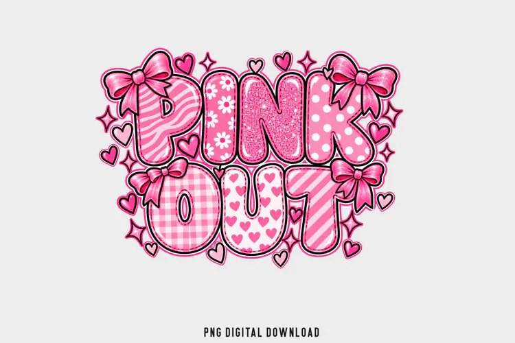 PINK OUT Coquette Sublimation Design, october png