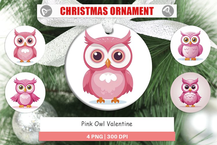 Ornament Pink Owl Valentine example image 1