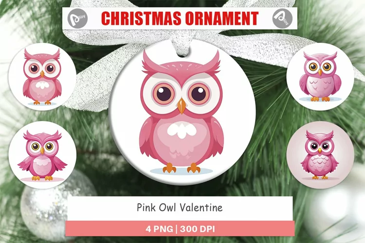Ornament Pink Owl Valentine