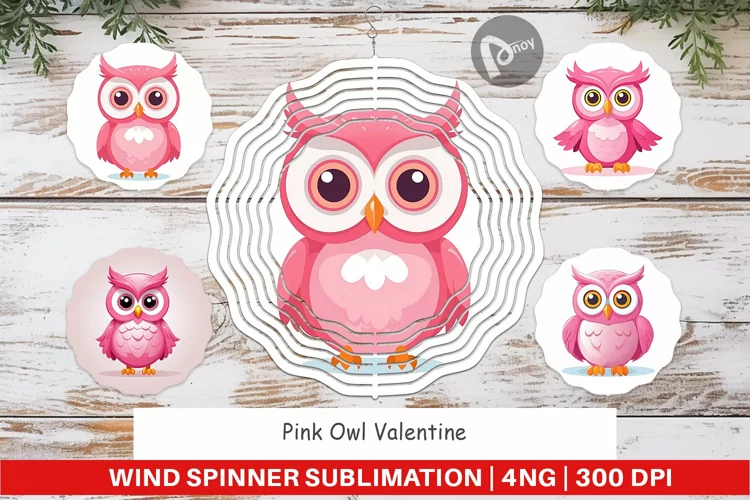 Wind Spinner Pink Owl Valentine