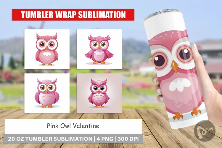 Tumbler Pink Owl Valentine