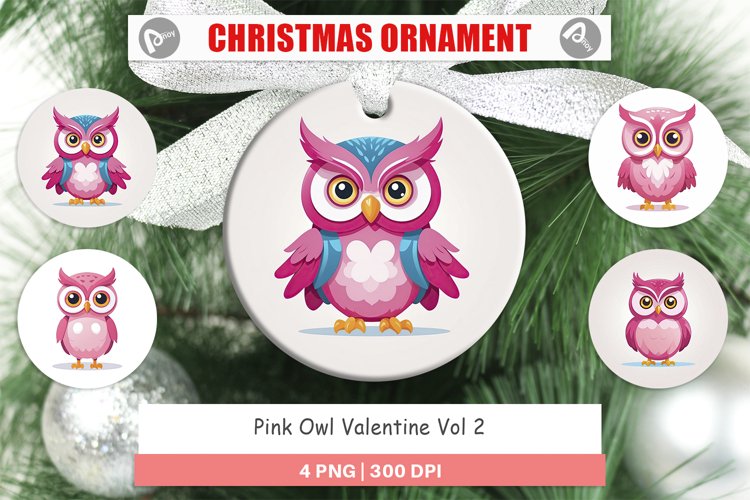 Ornament Pink Owl Valentine example image 1