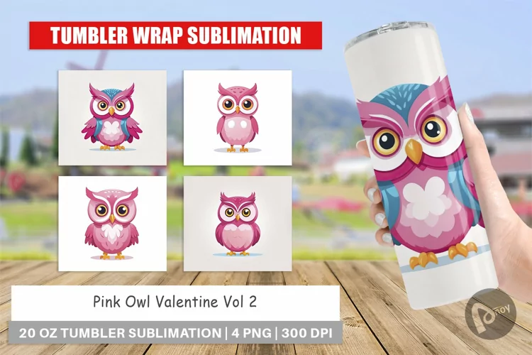 Tumbler Pink Owl Valentine
