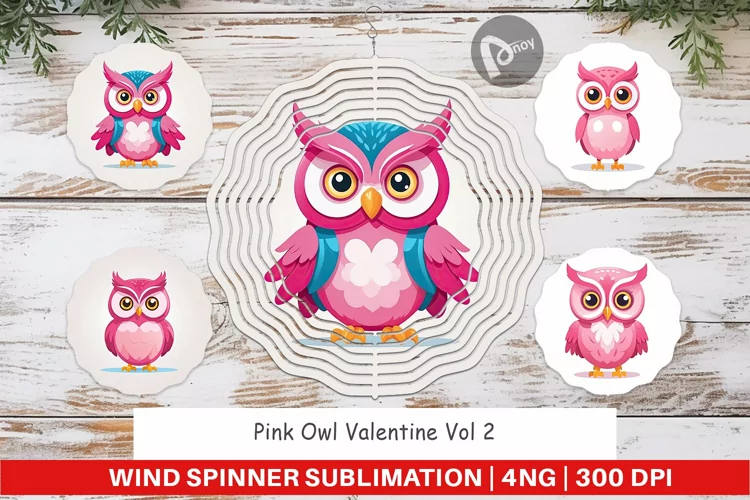 Wind Spinner Pink Owl Valentine