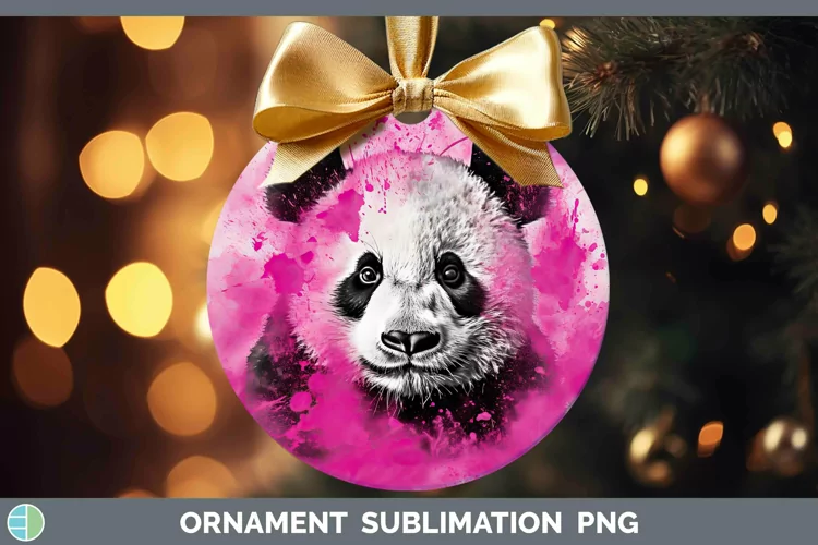 Pink Panda Ornament Sublimation Bauble Designs