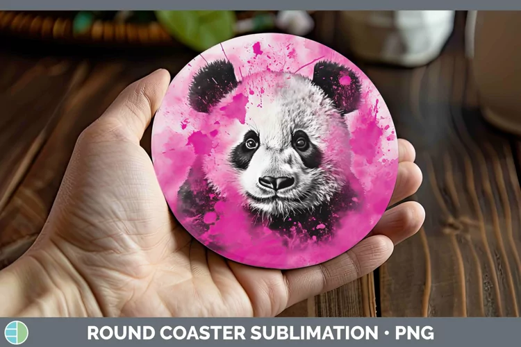 Pink Panda Round Coaster Sublimation Coaster Designs