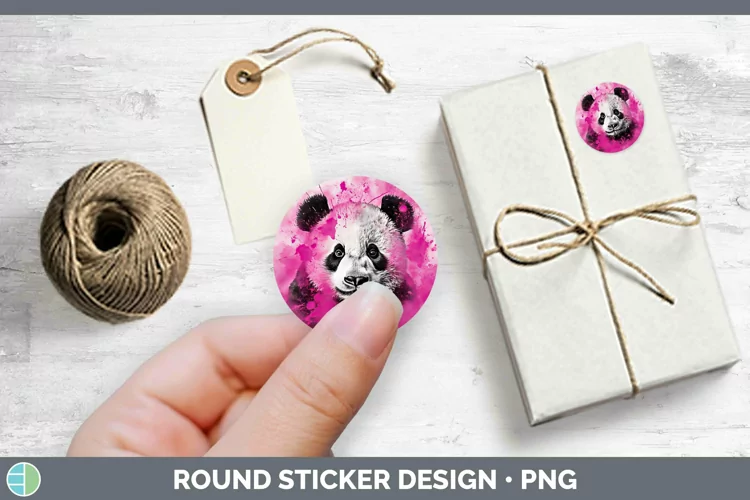 Pink Panda Stickers | Round Labels Designs