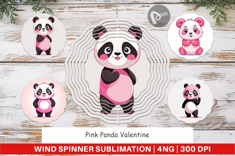Wind Spinner Pink Panda Valentine