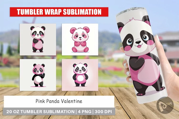 Tumbler Pink Panda Valentine