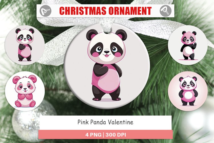 Ornament Pink Panda Valentine