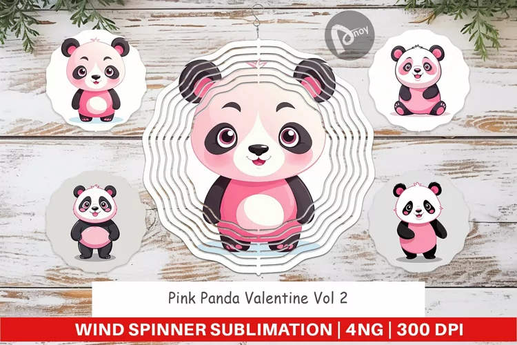 Wind Spinner Pink Panda Valentine
