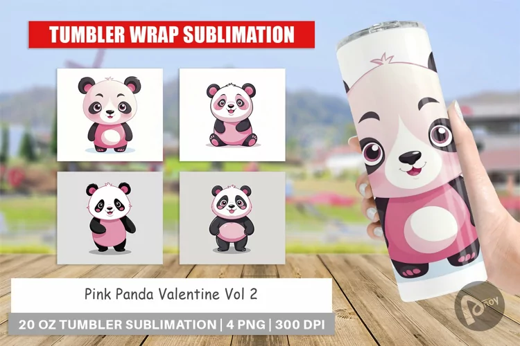 Tumbler Pink Panda Valentine