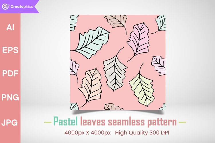 pastel leaves pattern, leaves digital paper, leaves pattern design, leaves scrapbook paper, textile,