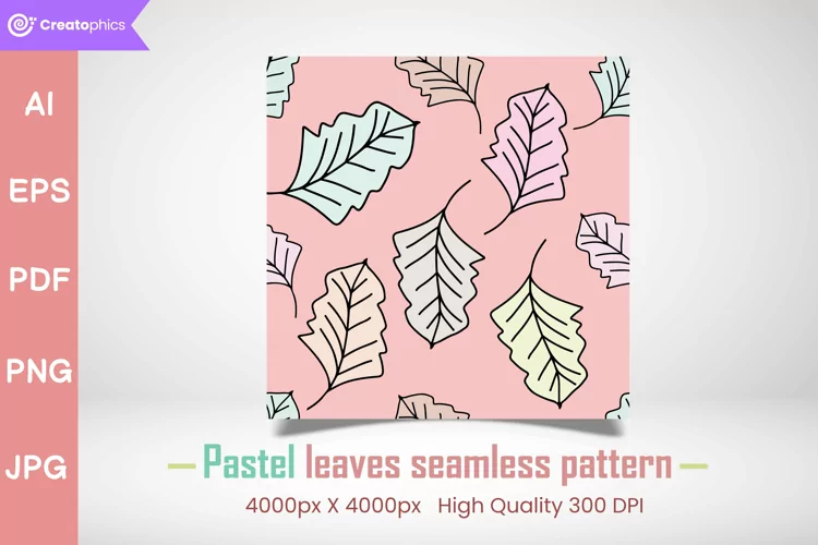 pink pastel seamless leaves pattern and digital paper