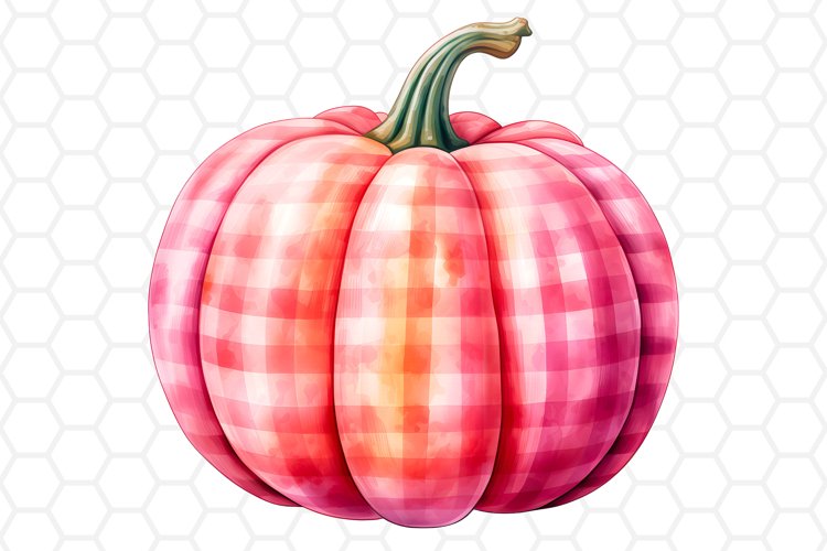 Pink Patterned Watercolor Pumpkin Clipart, Sublimation PNG