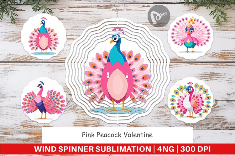 Wind Spinner Pink Peacock Valentine example image 1