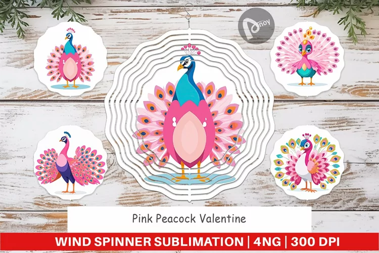 Wind Spinner Pink Peacock Valentine