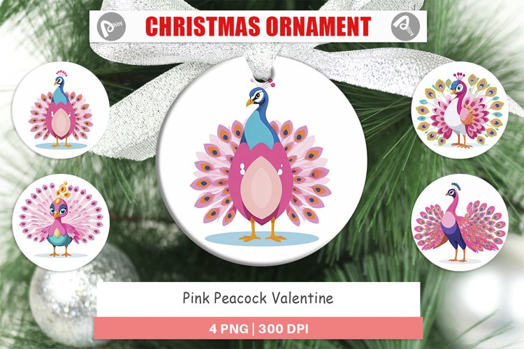 Ornament Pink Peacock Valentine example image 1