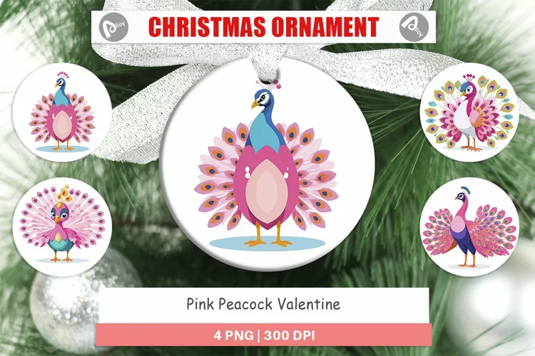 Ornament Pink Peacock Valentine
