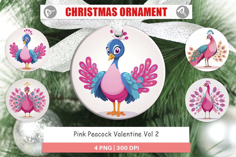 Ornament Pink Peacock Valentine example image 1