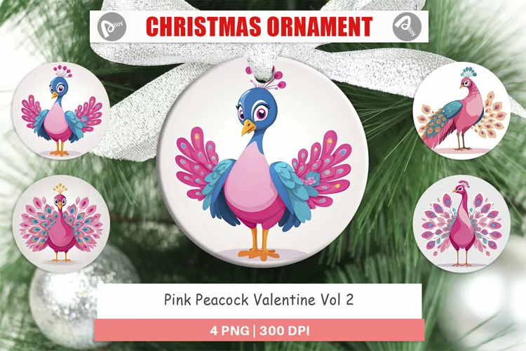 Ornament Pink Peacock Valentine