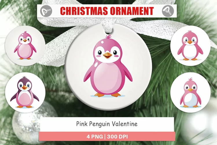 Ornament Pink Penguin Valentine